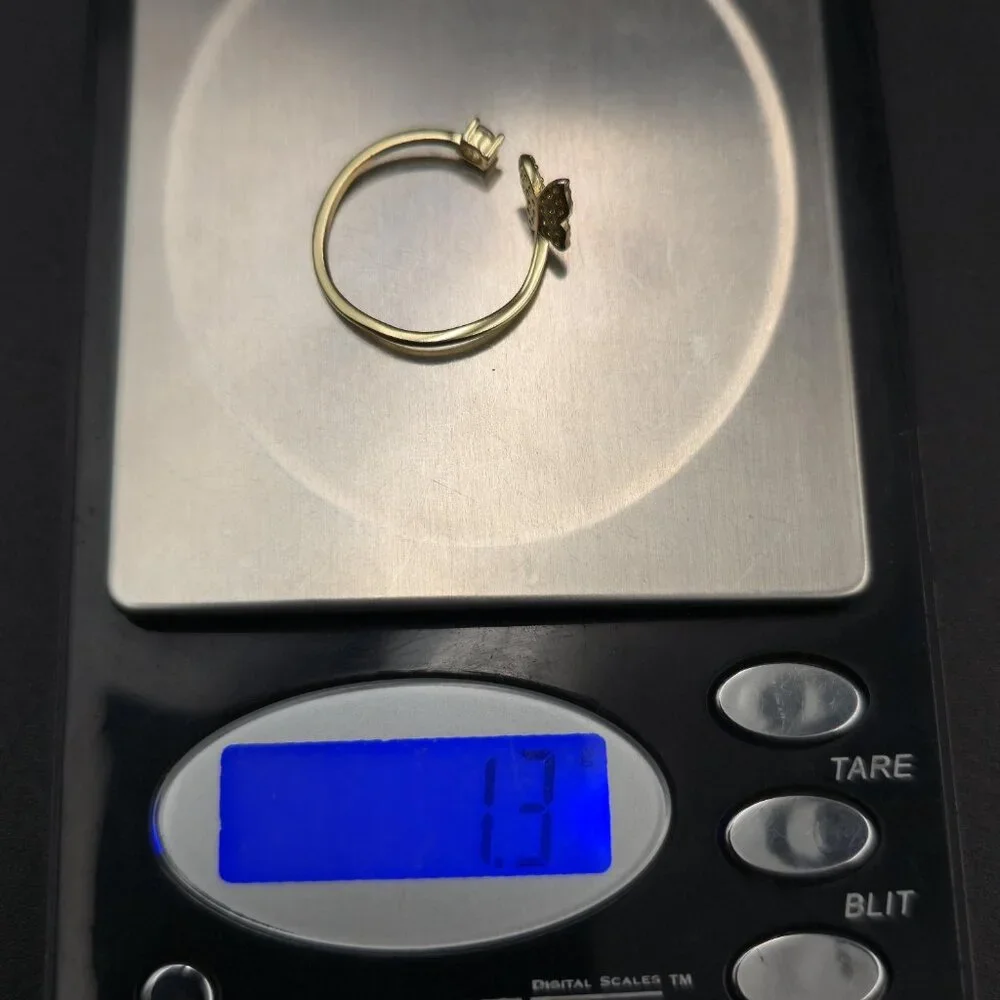 Size 8.25 Gold Over Sterling Silver Butterfly Cubic Zirconia Ring A7156 - Picture 9 of 9